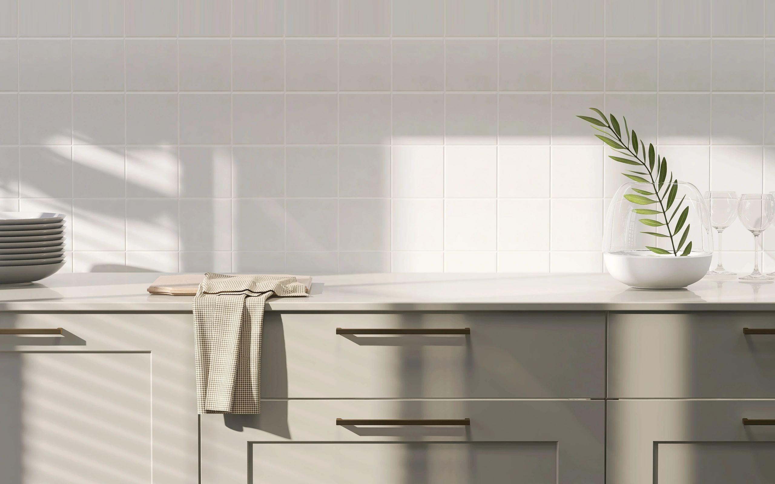 Modern built-in kitchen cabinetry detail in natural light