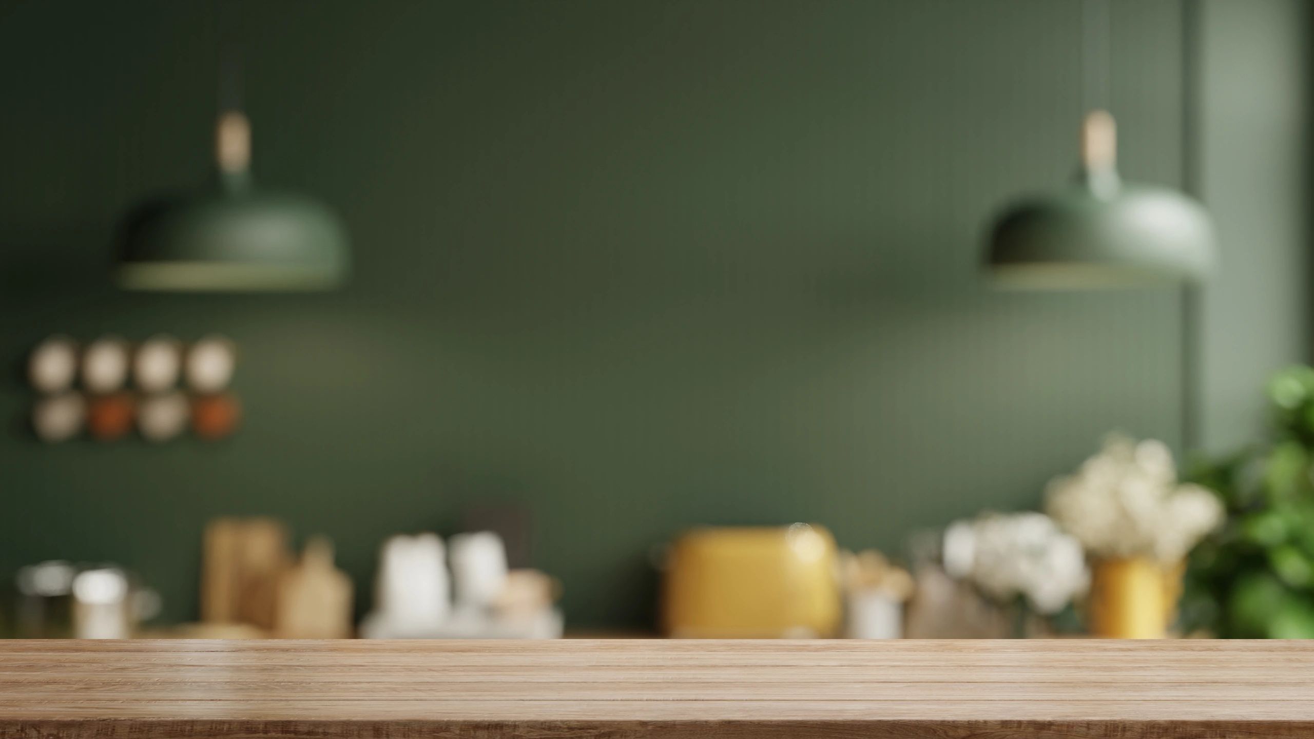 Modern kitchen background with wood countertop detail