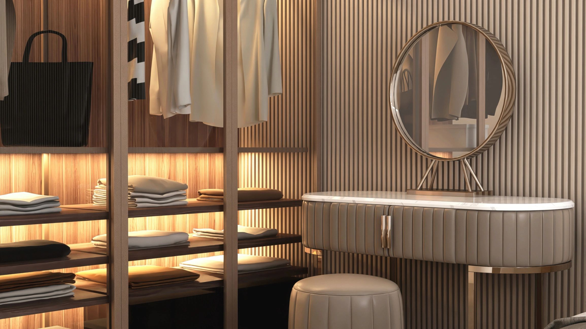 Luxury wardrobe and vanity area